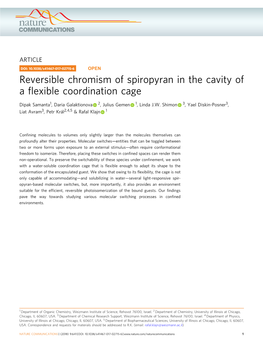 Reversible Chromism of Spiropyran in the Cavity of a Flexible Coordination