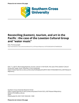 Tourism, and Art in the Pacific : the Case of the Leweton Cultural Group and "Water Music"