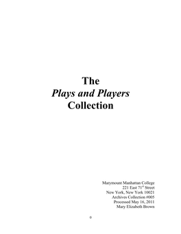 The Plays and Players Collection