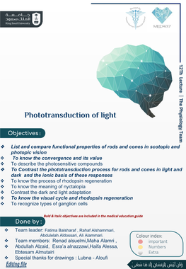 Phototransduction of Light