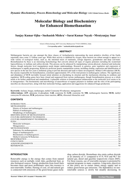 Molecular Biology and Biochemistry for Enhanced Biomethanation