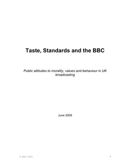 Taste, Standards and the BBC