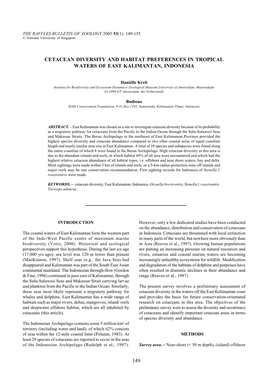 149 Cetacean Diversity and Habitat Preferences In