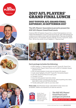 2017 Afl Players' Grand Final Lunch