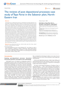 The Reviews of Post Depositional Processes: Case Study of Tepe Ferizi in the Sabzevar Plain, North- Eastern Iran