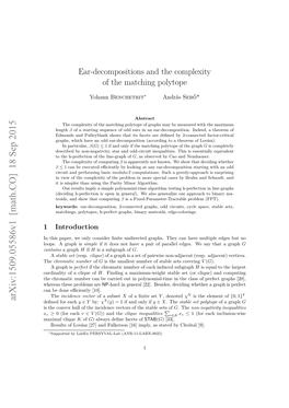 Ear-Decompositions and the Complexity of the Matching Polytope