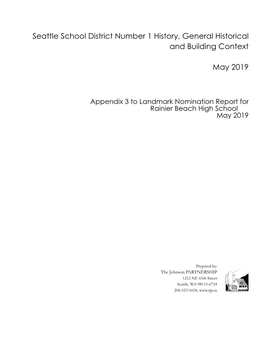 Seattle School District Number 1 History, General Historical and Building Context