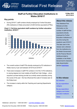 Staff at Further Education Institutions in Wales 2016/17