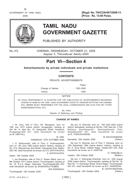 Tamil Nadu Government Gazette