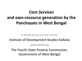 Core Services and Own-Resource Generation by the Panchayats in West Bengal