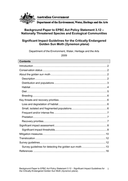 Background Paper to EPBC Act Policy Statement 3.12 – Nationally Threatened Species and Ecological Communities