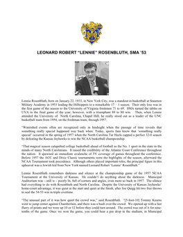 Leonard Robert “Lennie” Rosenbluth, Sma ’53