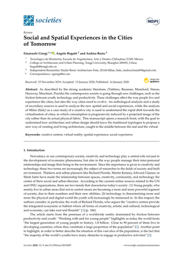 Social and Spatial Experiences in the Cities of Tomorrow