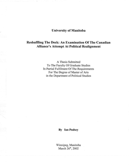 University of Manitoba Reshuffling the Deck: An