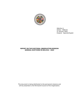 OEA/Ser.G CP/Doc. 3685/03 27 January 2003 Original: Spanish/English