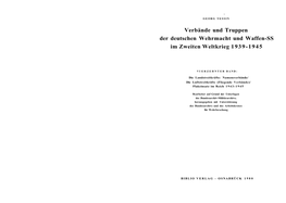 Verbände Und Truppen Der Deutschen Wehrmacht Und Waffen-SS Im Zweiten Weltkrieg 1939-1945