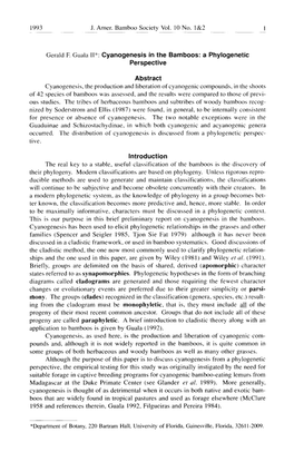 Cyanogenesis in the Bamboos: a Phylogenetic Perspective