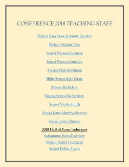 Conference 2018 Teaching Staff
