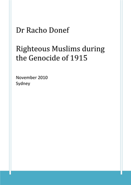 Dr Racho Donef Righteous Muslims During the Genocide of 1915
