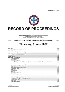 Record of Proceedings