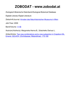 Two New Combinations and a New Subsection in Crepidium B L. (Orchidaceae, Malaxidinae)