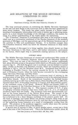 Age Relations of the Middle Devonian Limestones in Ohio