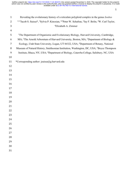 1 Revealing the Evolutionary History of a Reticulate Polyploid Complex in the Genus Isoëtes 2 1,2,4Jacob S