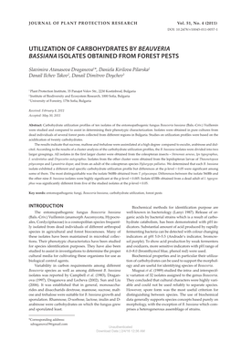 Utilization of Carbohydrates by Beauveria Bassiana Isolates Obtained from Forest Pests