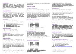 PRACTICE LEAFLET Post-Natal Care Is Provided by Appointment