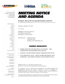 Meeting Notice and Agenda