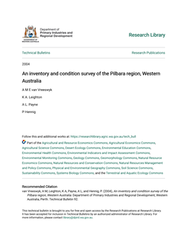An Inventory and Condition Survey of the Pilbara Region, Western Australia