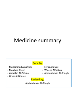 Medicine Summary