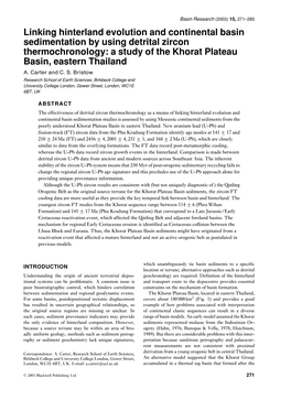 Linking Hinterland Evolution and Continental Basin Sedimentation by Using Detrital Zircon Thermochronology: a Study of the Khorat Plateau Basin, Eastern Thailand A