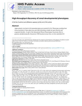 High-Throughput Discovery of Novel Developmental Phenotypes