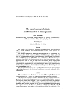 The Crystal Structure of Stibnite a Redetermination of Atomic Positions