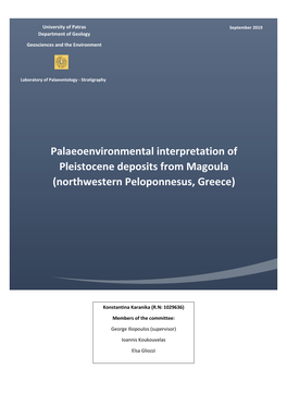 Palaeoenvironmental Interpretation of Pleistocene Deposits from Magoula (Northwestern Peloponnesus, Greece)