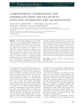 FISH ASSEMBLAGES from the ISLE of BUTE, SCOTLAND: SYSTEMATICS and PALAEOECOLOGY by DAVID K