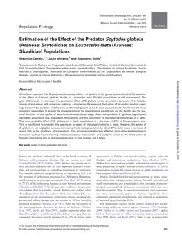 Estimation of the Effect of the Predator Scytodes Globula (Araneae: Scytodidae) on Loxosceles Laeta (Araneae: Sicariidae) Populations