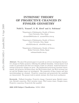 Intrinsic Theory of Projective Changes in Finsler Geometry Following the Pullback Approach