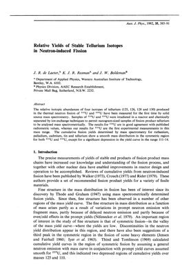 Relative Yields of Stable Tellurium Isotopes in Neutron-Induced Fission