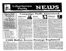 Campaign Staffs·Announced 1988 Ballot Access Strategy Explained