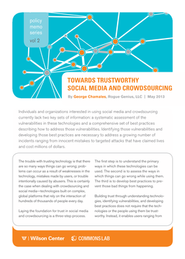 Towards Trustworthy Social Media and Crowdsourcing by George Chamales, Rogue Genius, LLC | May 2013