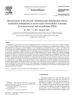 Bioactivation of the Tricyclic Antidepressant Amitriptyline and Its