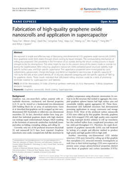 Fabrication of High-Quality Graphene Oxide Nanoscrolls and Application