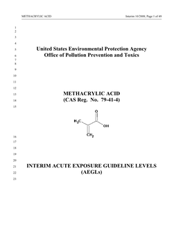 METHACRYLIC ACID Interim 10/2008; Page 1 of 49