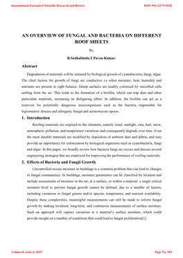 An Overview of Fungal and Bacteria on Different Roof Sheets