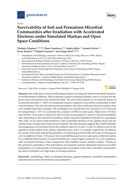 Survivability of Soil and Permafrost Microbial Communities After Irradiation with Accelerated Electrons Under Simulated Martian and Open Space Conditions