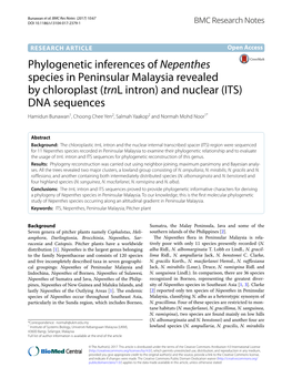 Phylogenetic Inferences of Nepenthes Species in Peninsular Malaysia