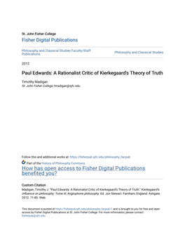 Paul Edwards: a Rationalist Critic of Kierkegaard's Theory of Truth