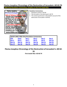 Flavius Josephus Chronology of the Destruction of Jerusalem's